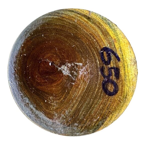 VTG Lathe Turned Wood Vase Bowl Two-Tone Lidded Container Handmade 9" X 5.2" - Picture 8 of 10